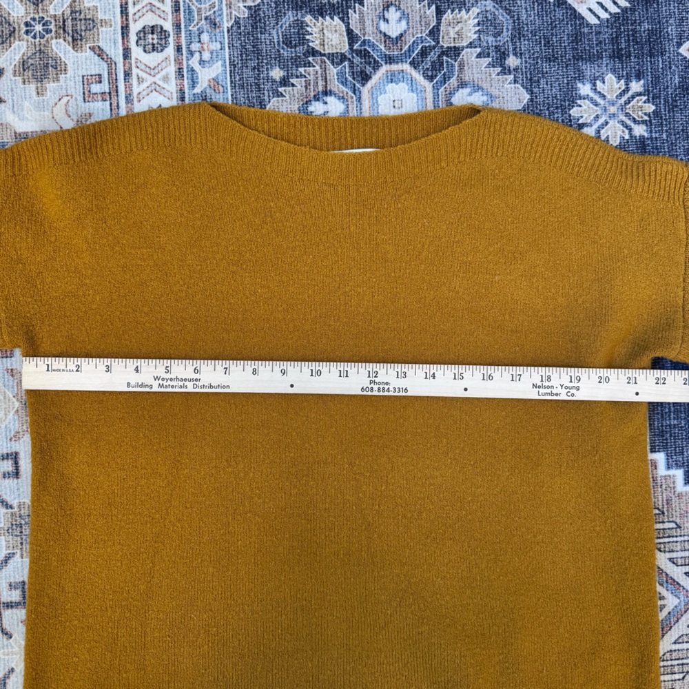 Madewell Golden Wool Boat Neck Tier-Sleeve Pullover Sweater Women’s Size Medium - Picture 9 of 11